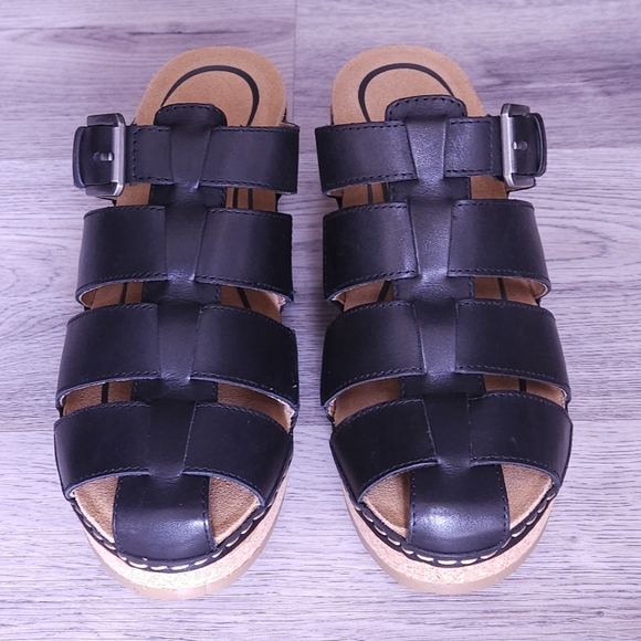 NWOT Aetrex Cally Clog Black Leather Heel Clog Sandal Size 7.5, 8 SKU CC400 - Picture 5 of 15